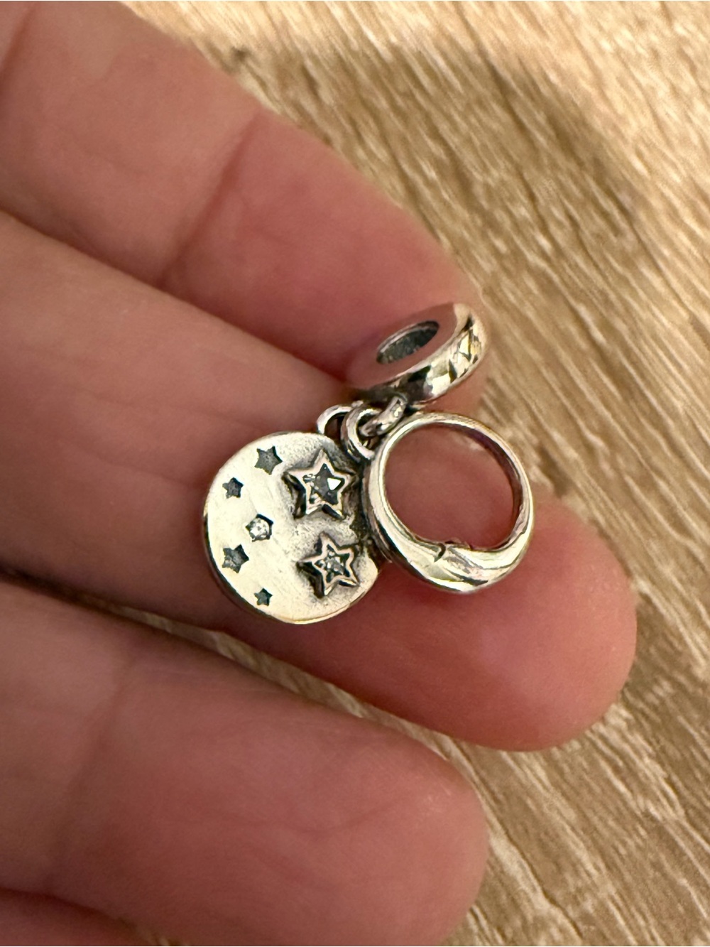 Silver Star & Ring Dangle Charm Pendant - Women's Jewelry